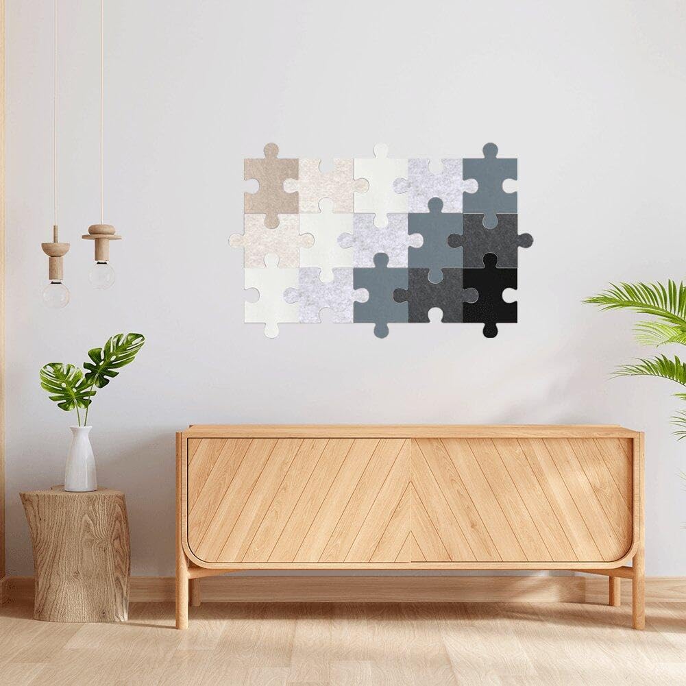 Puzzle-Pinnwand aus Filz 15 Stück selbstklebend um Fotos aufzubewahren Anzeigetafel-Pads 3D-Puzzle Korktafel Fliesen Wandaufkleber, 11.81*7.87inch, Wie gezeigt