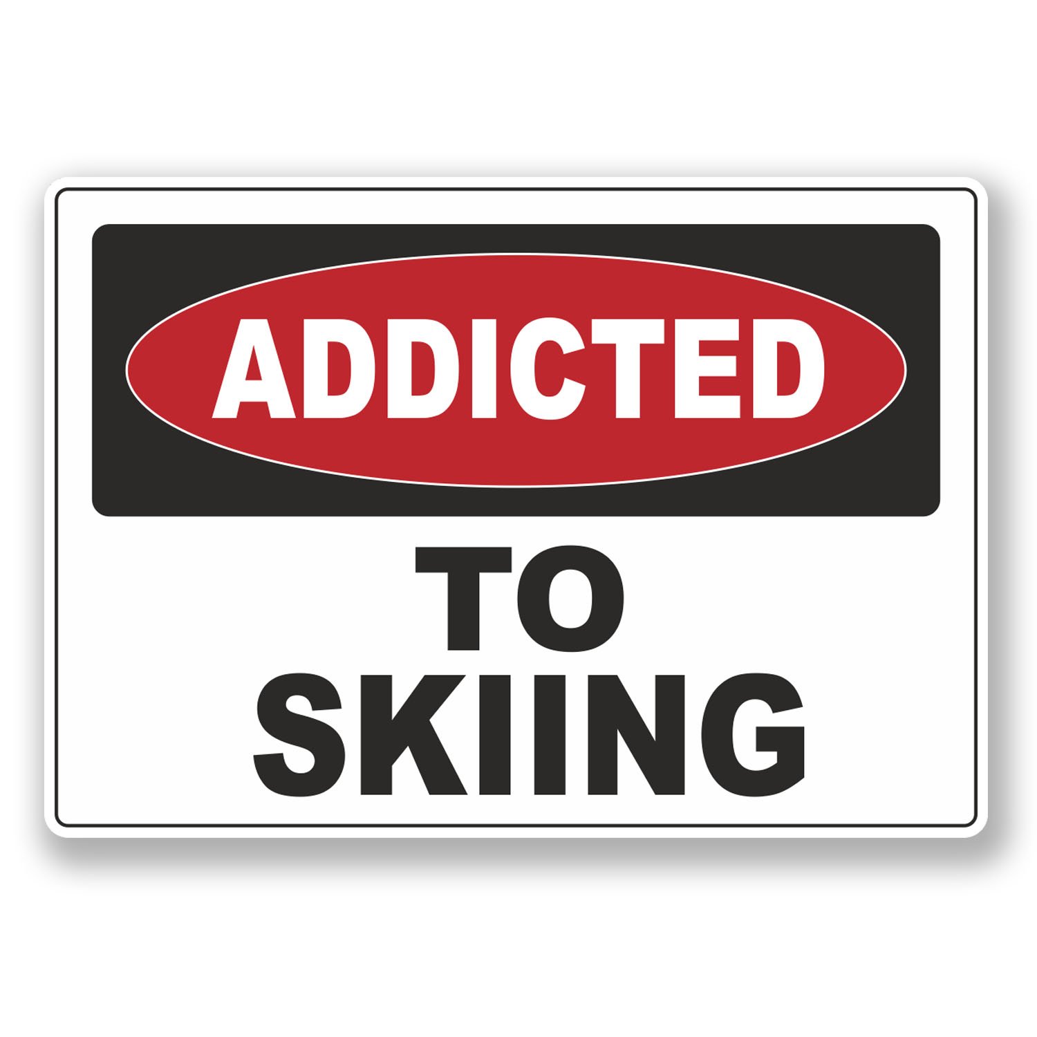 Destinationvinyl Multi 2 X 10Cm Addicted To Skiing Ski Vinyl Sticker Laptop Warning Funny #6532 (10Cm Wide X 7Cm Tall)