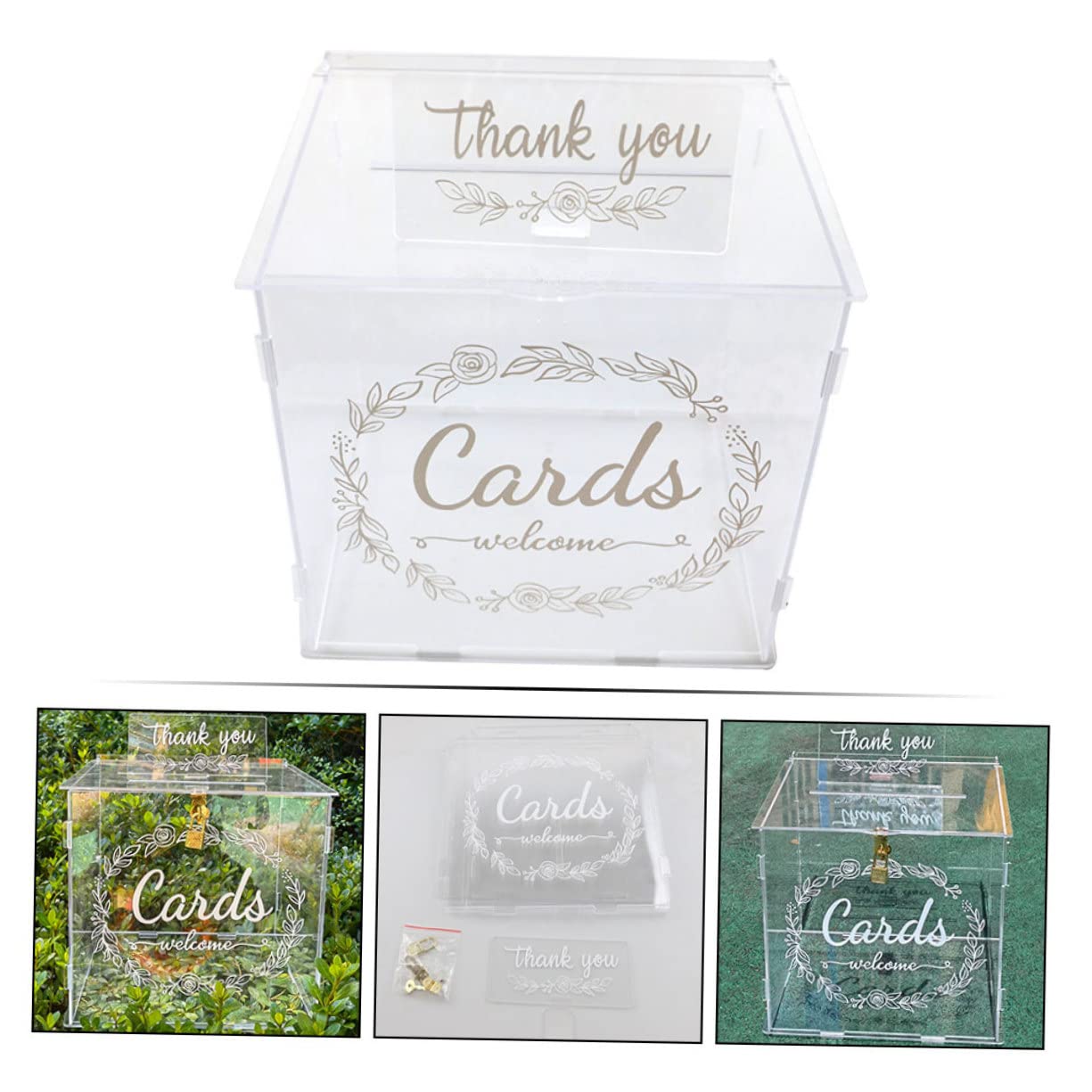 LABRIMP Hochzeitskartenbox mit Schloss Transparente Diy Geldbox für Karten Geldgeschenke und Erinnerungen Große Acrylbox für Hochzeitsfeiern und Partys