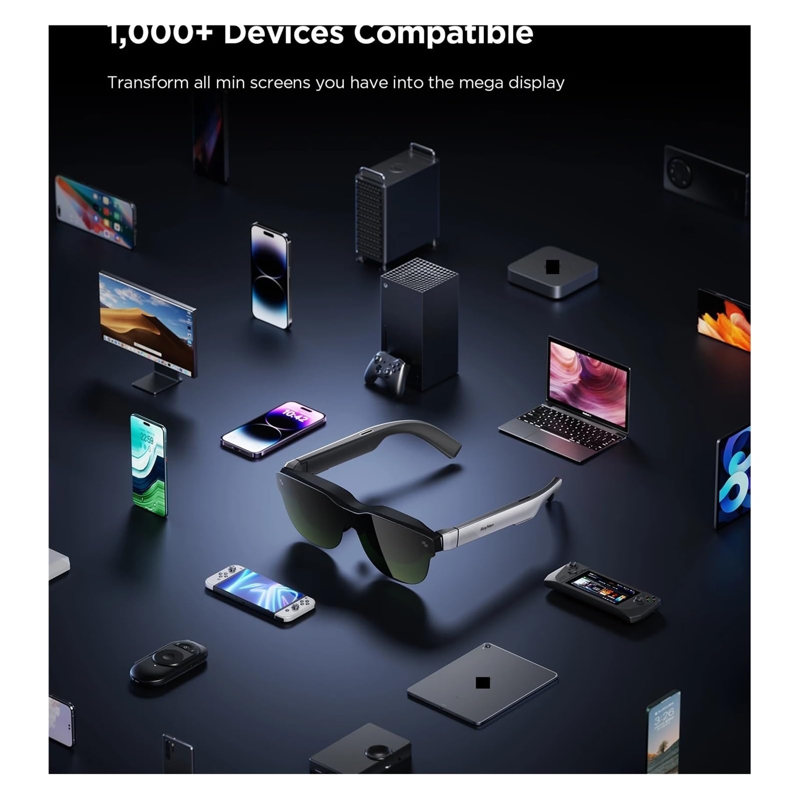 Gafas de Realidad Aumentada RayNeo Air 3S con Pantalla Micro OLED y compatibilidad 3D for Cine Privado en 3D, compatibles con teléfonos móviles, Ordenadores y Consolas de Videojuegos.