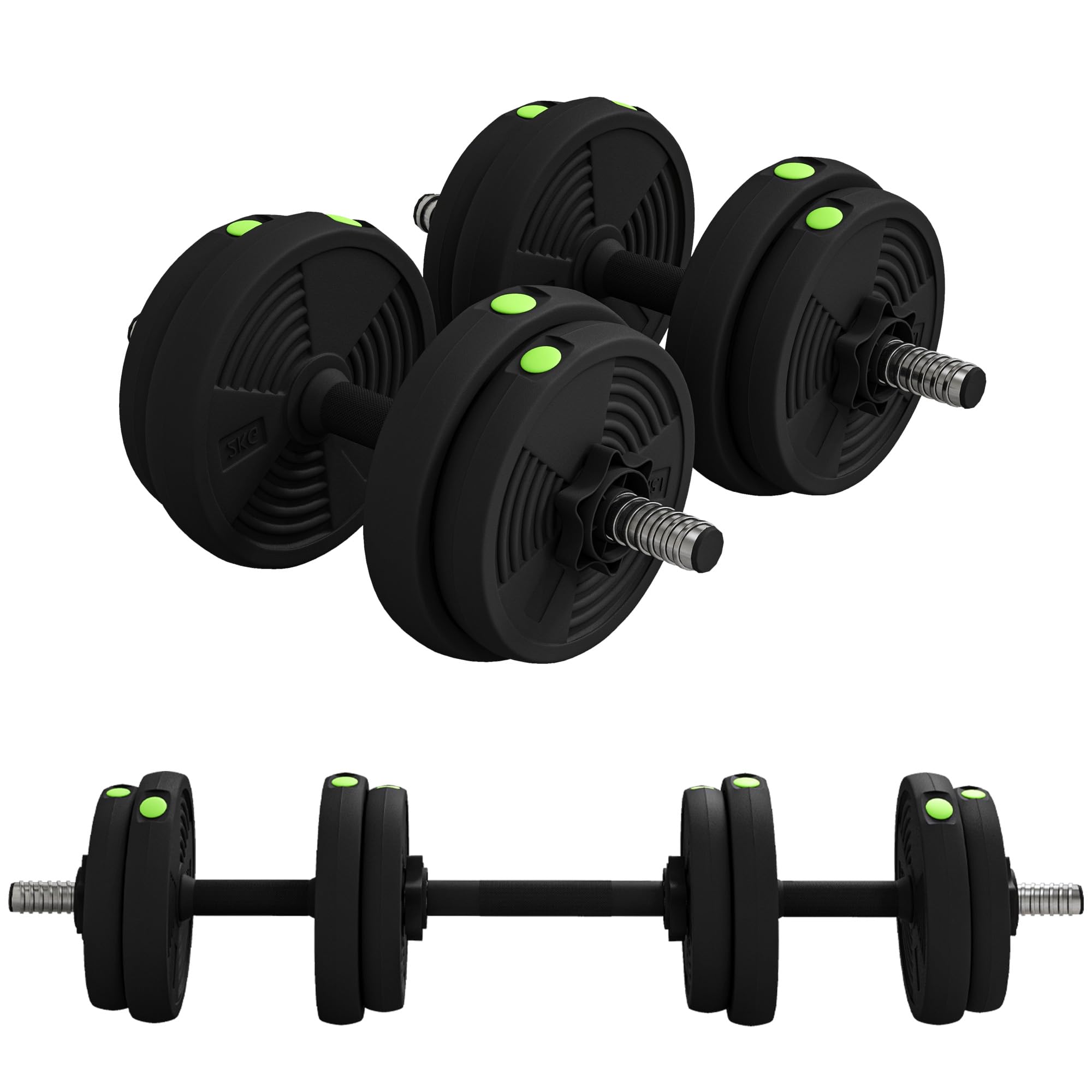SPORTNOW 15KG Adjustable Dumbbells Weight Barbell & Dumbbells Set, Free Weights Set for Home Gym Strength Training