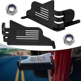 2pcs Wrangler Front Foot Pegs Steel Rest Pedal Exterior Door Hinge With US Flag for 2007-2023 Jeep Wrangler JK JKU JL JLU, Gladiator JT 2021