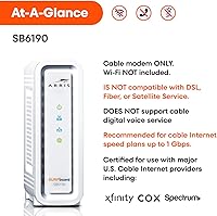 Vista 5 de ARRIS (SB6190) - Módem de cable - Módem Gigabit DOCSIS 3.0 32x8, [Consulta con tu proveedor la compatibilidad] 1 Puerto Gbps, Velocidad máxima