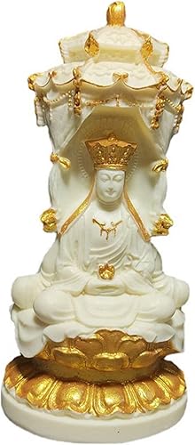 Miniatura 5 de Estatua de Buda pequeña, estatua de Buda Kuanyin-Amitabha-Ksitigarbha de tres lados para decoración de oficina en el hogar