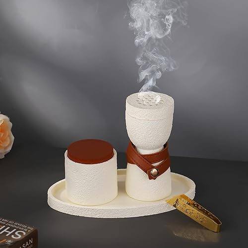 Miniatura 2 de WURUIYANH Quemador de incienso de resina de incienso, incensario de incienso, juego de quemador de incienso, quemador de incienso de carbón,
