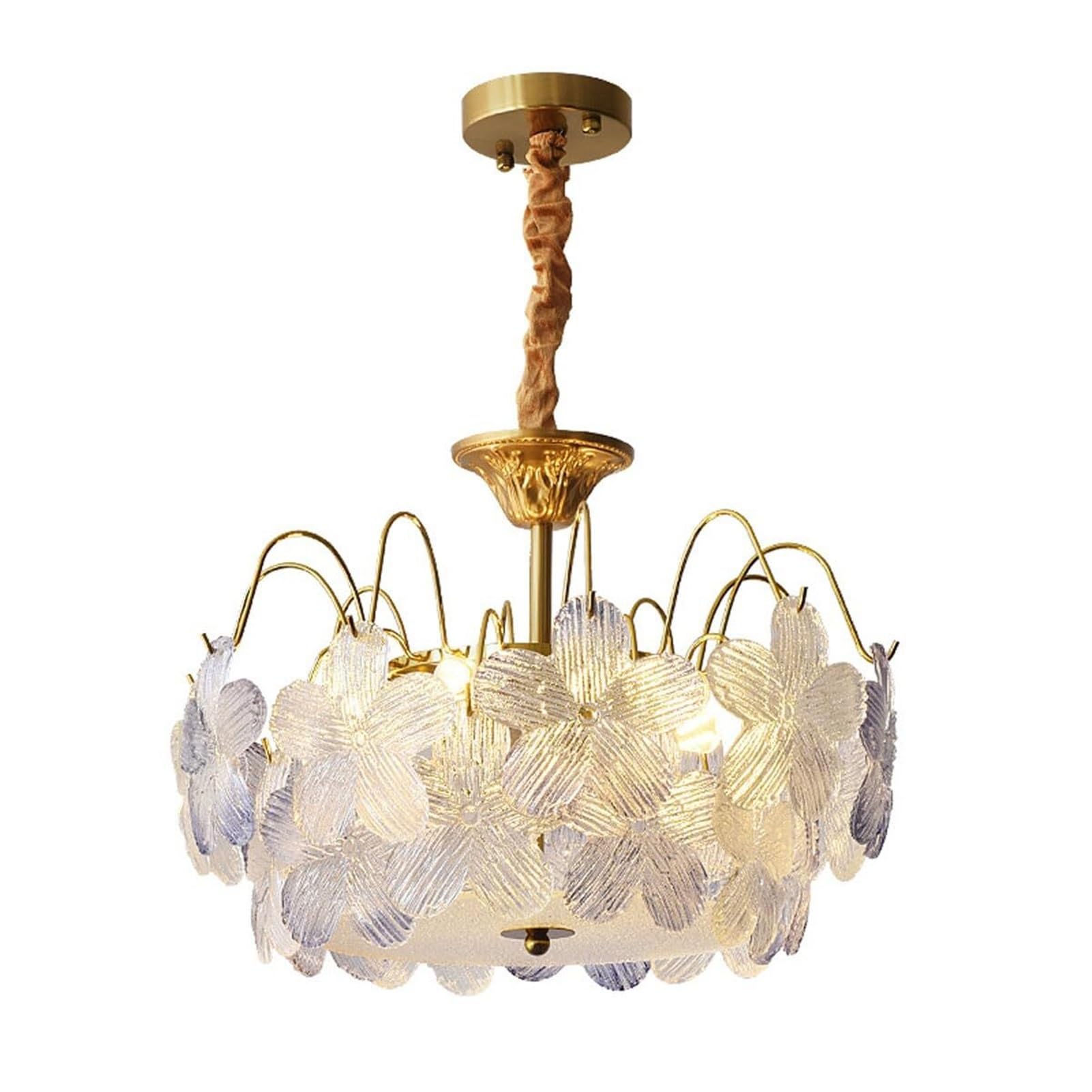 Flower Luxury Purple Glass Pendant Lamp Chandelier Hanging Lighting Ceiling Fixture Elegant For Dining Room Living Hallway Bedroom