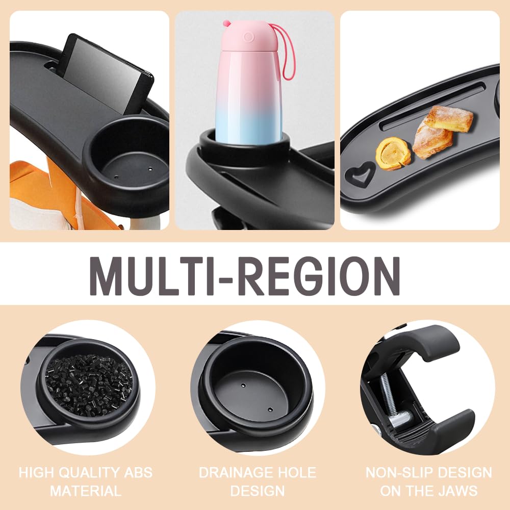 Bandeja Para Cochecito, 3 en 1 Bandeja para Refrigerios para Cochecitos con Clip Ajustable, Bandeja de Aperitivos para Cochecito, Portavasos para Cochecito, Accesorio Universal para Cochecitos