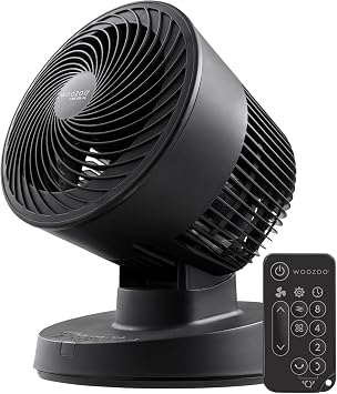 IRIS USA WOOZOO Air Circulator Fan with Remote, Oscillating, 3 Speeds, 56ft Max Air Distance, Adjustable Tilt, Quiet Motor, Small Fan for Bedroom, Office, Dorm, Black