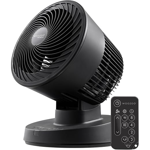 IRIS USA WOOZOO Air Circulator Fan with Remote, 3 Speeds, Bedroom, Black