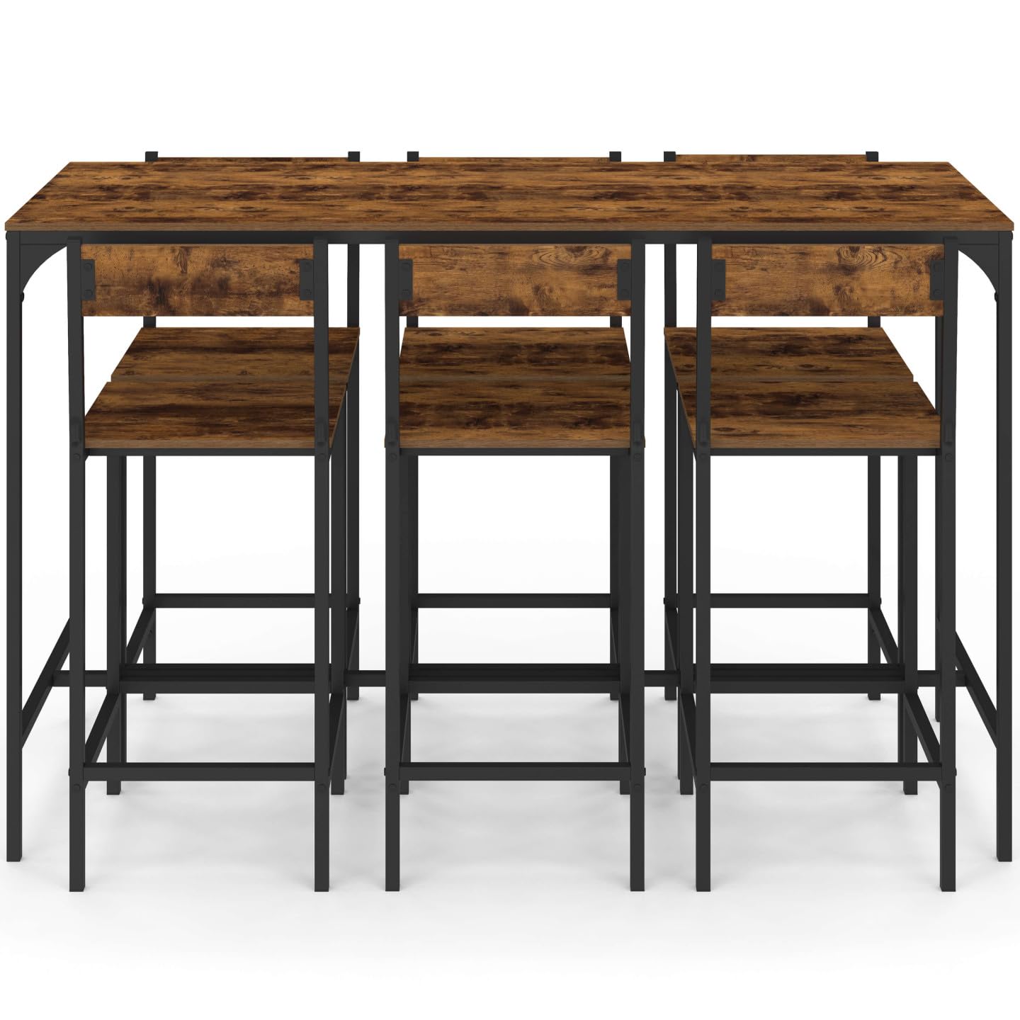 IDMarket - Mesa de bar y 6 taburetes DAYTON, de 150 cm de altura, con efecto envejecido, diseño industrial