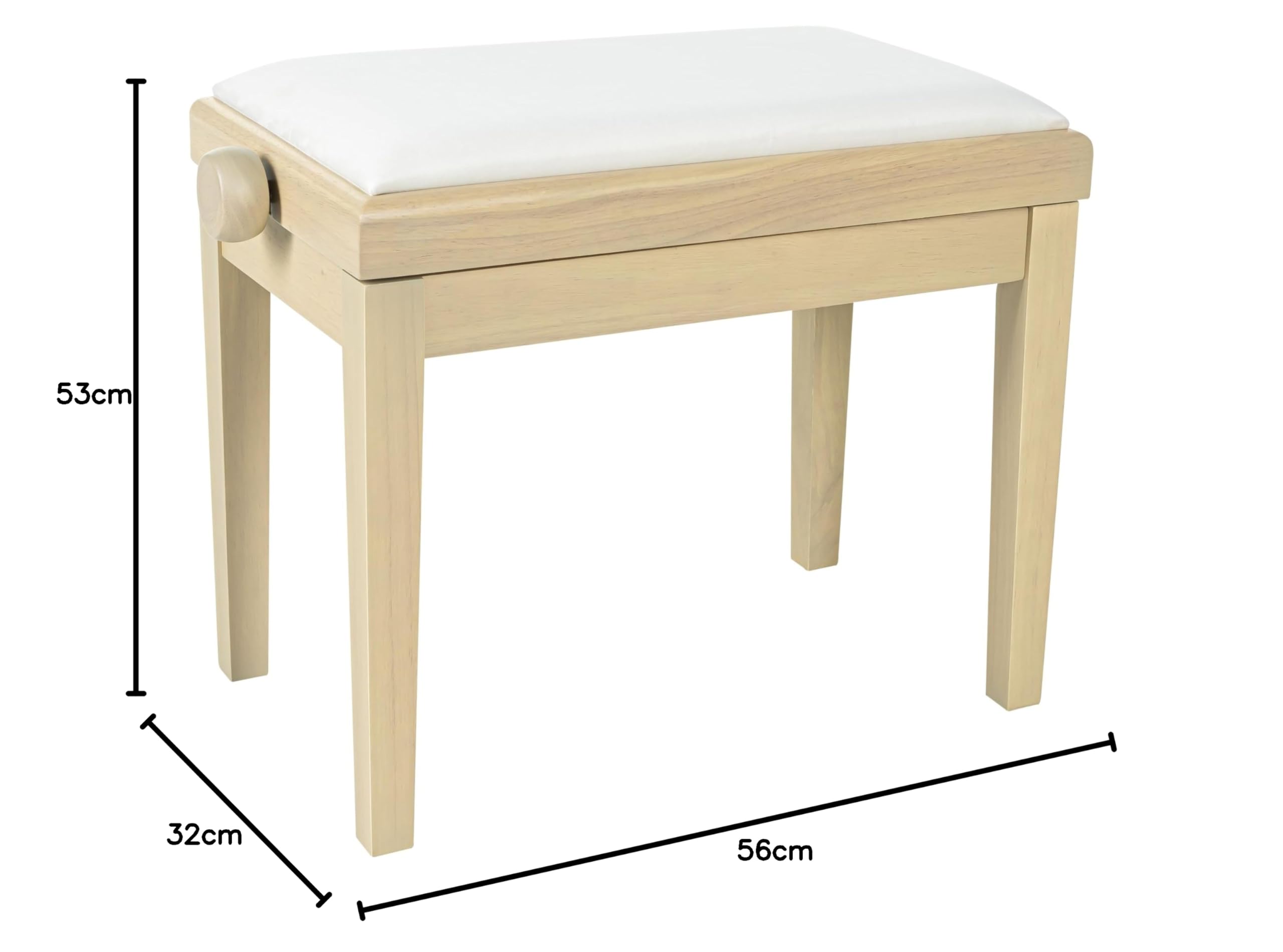 Fame PB-10C WA, Höhenverstellbare Klavierbank, Weißer Velour-Bezug, Solide Verarbeitung, Gepolsterte Sitzfläche, Strapazierfähig, 48-56 cm Höhe, 53 cm x 31 cm Sitzfläche