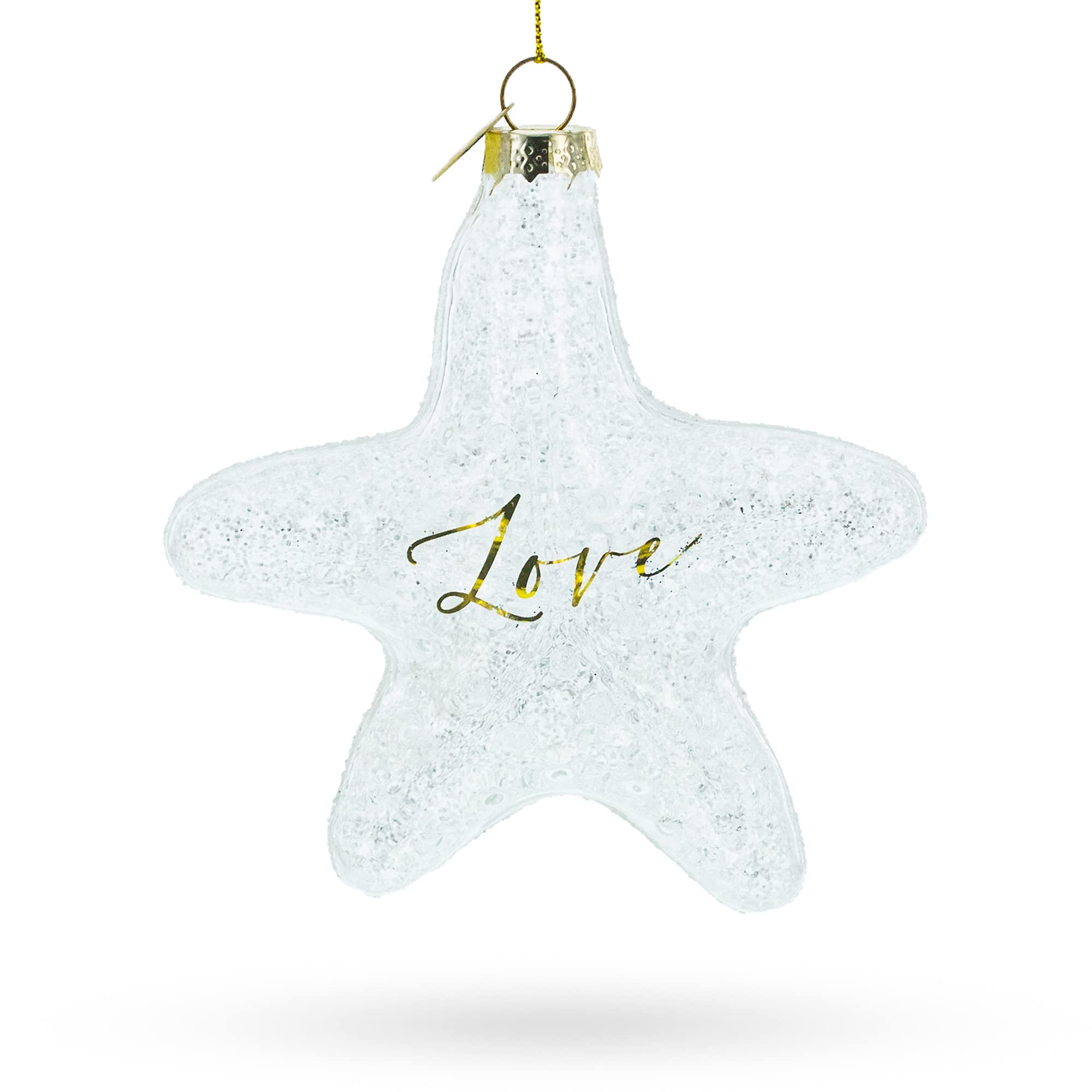 Radiant White Star Love Blown Glass Christmas Ornament