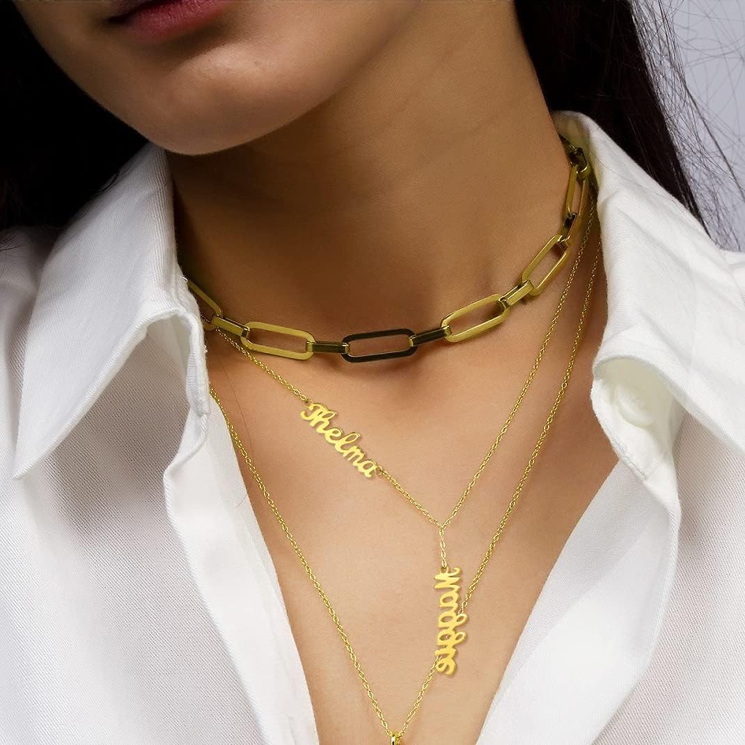 GOLDCHIC JEWELRY Personalized Heart Infinity Name Necklace for Women, 18k Gold Plated/Platinum Plated Personalized Name Plate Jewelry for Family/Best Friend/Lover, Gift Box Included