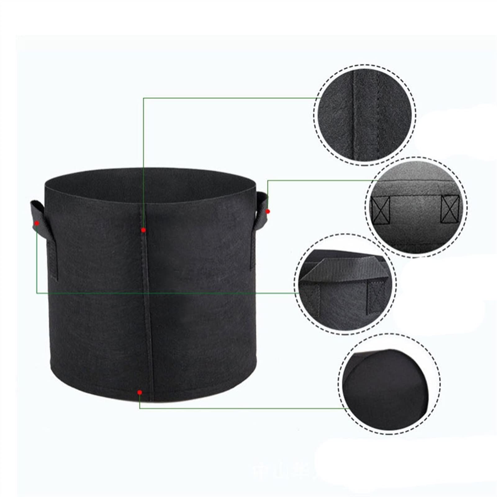 Bolsas de Cultivo, 1 Paquete de macetas de Tela, Bolsas de Cultivo de Fieltro de jardín con asa, contenedores de jardín for Verduras (Blanco : Black, Size : 150gallons(D110cmxH60cm))