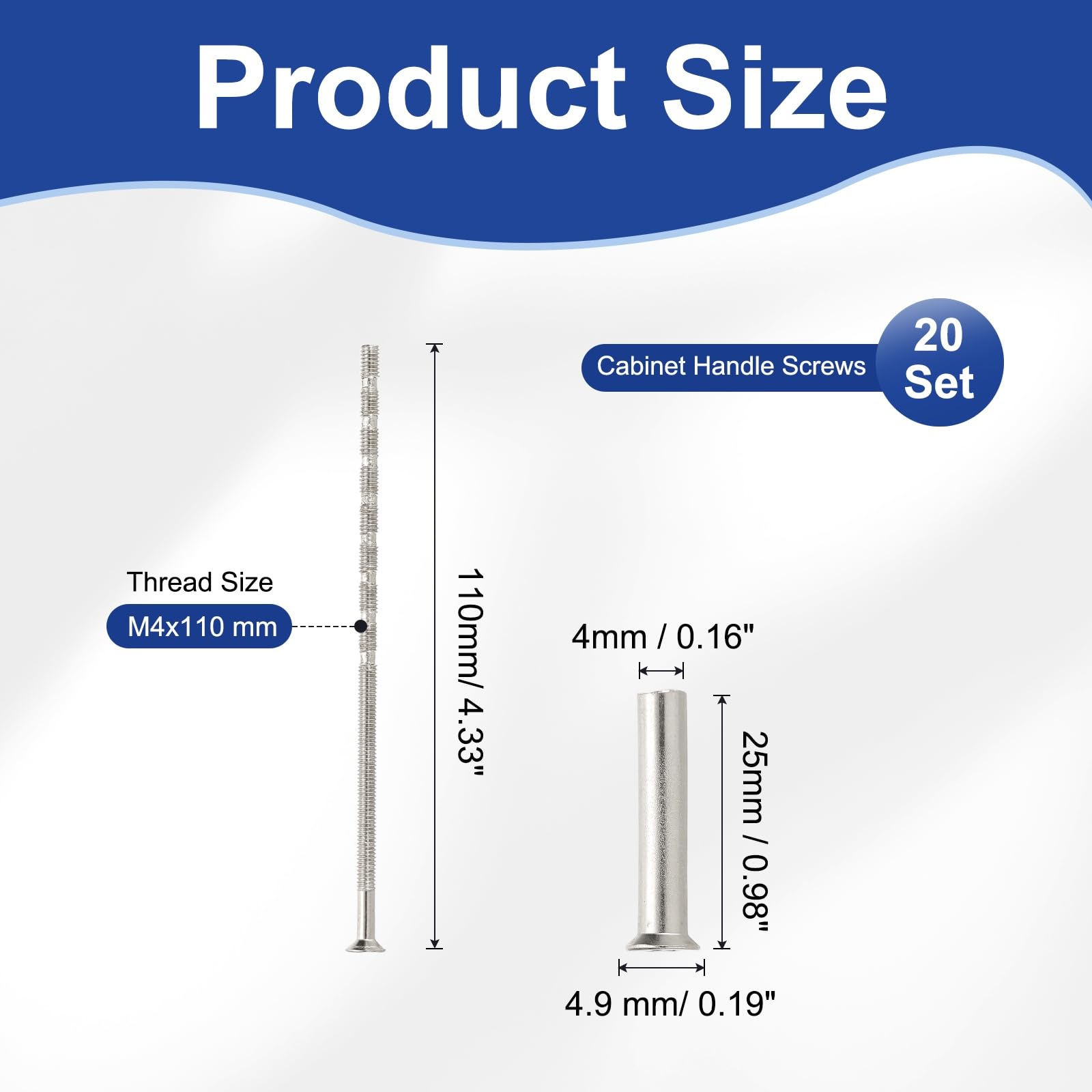 PATIKIL Door Handle Screws M4x110 - Image 2