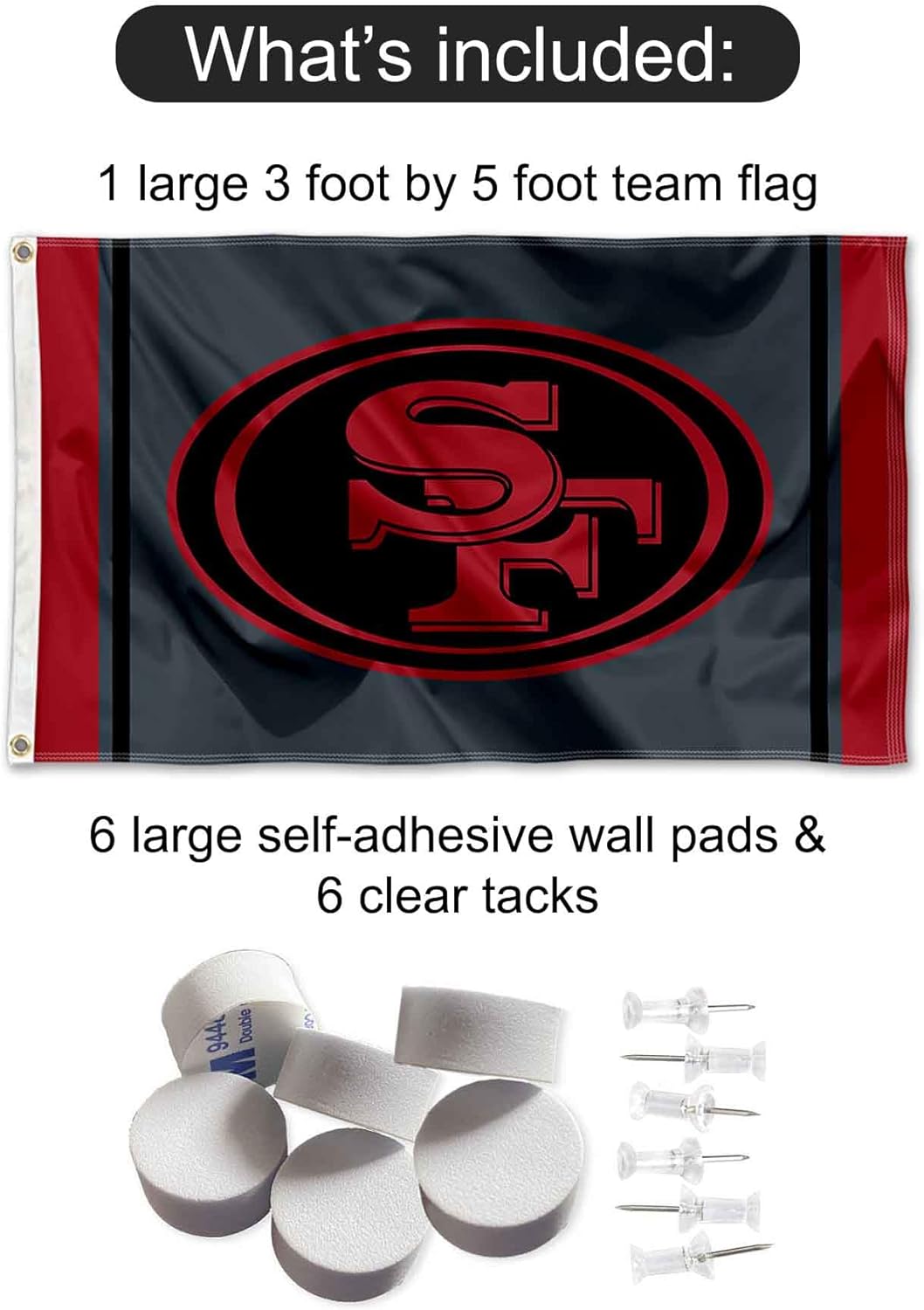 WinCraft San Francisco 49ers Black Sideline Banner and Tapestry Wall Tack Pads - Image 2