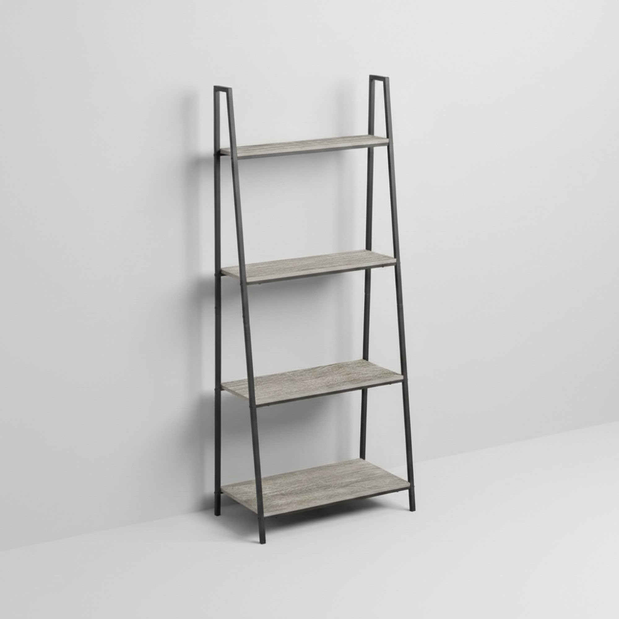 INDE MOBLEKIT | Estantería de Madera y Metal Negro 4 Niveles 60×34.5×150 cm, Librería Moderna con Baldas para Libros, Estantería Almacenaje Hogar y Decoración, Acabado Mate Fácil Montaje
