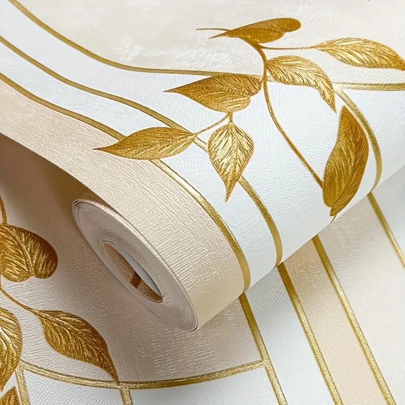 Image of FOKRIM Gold u Leaf 45x300 Wallpaper for Wall Sticker for Home,Office Sticker Peel and Stick Removable Self Adhesive Waterproof (Pack of 1)