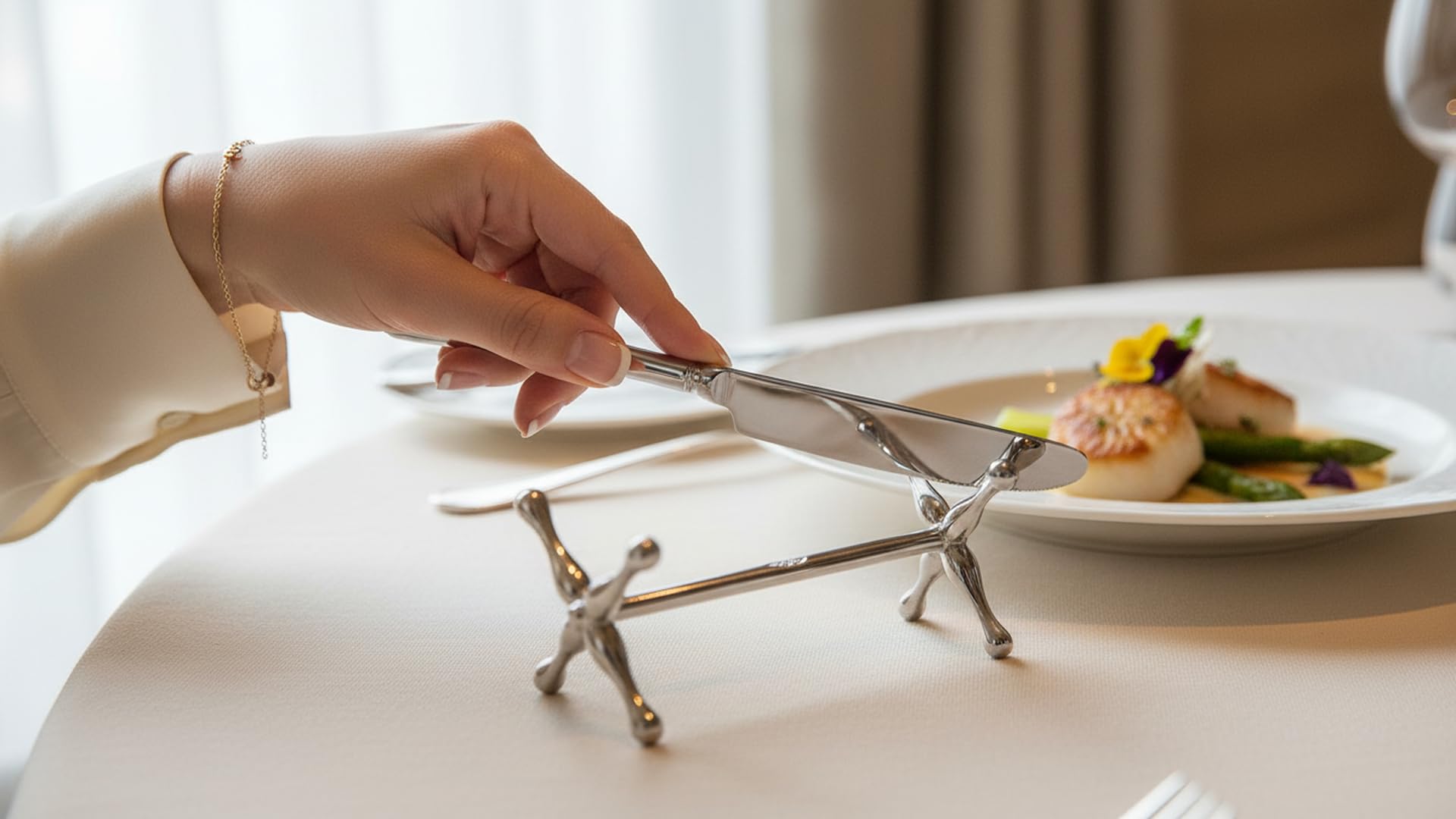 Messerbänkchen 925 Sterling Silber – L 7 cm – Edle Besteckablage für den Tisch – Inkl. Geschenkbox – Massives Silber