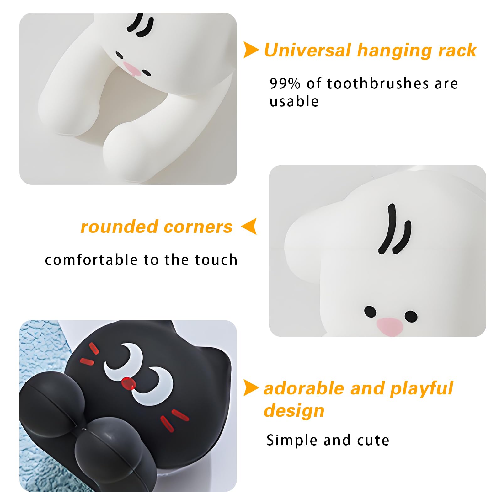2 soportes para cepillos de dientes de baño para niños, soporte de silicona con ventosa para cepillo de dientes, bonito diseño de gato y perro, perfecto para niños y familias