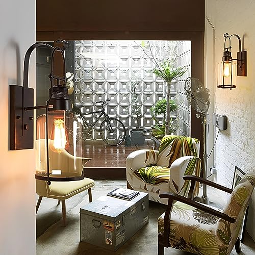 Applique Réglable en Métal Rétro et Verre Cage Orientable Éclairage Industriel E27