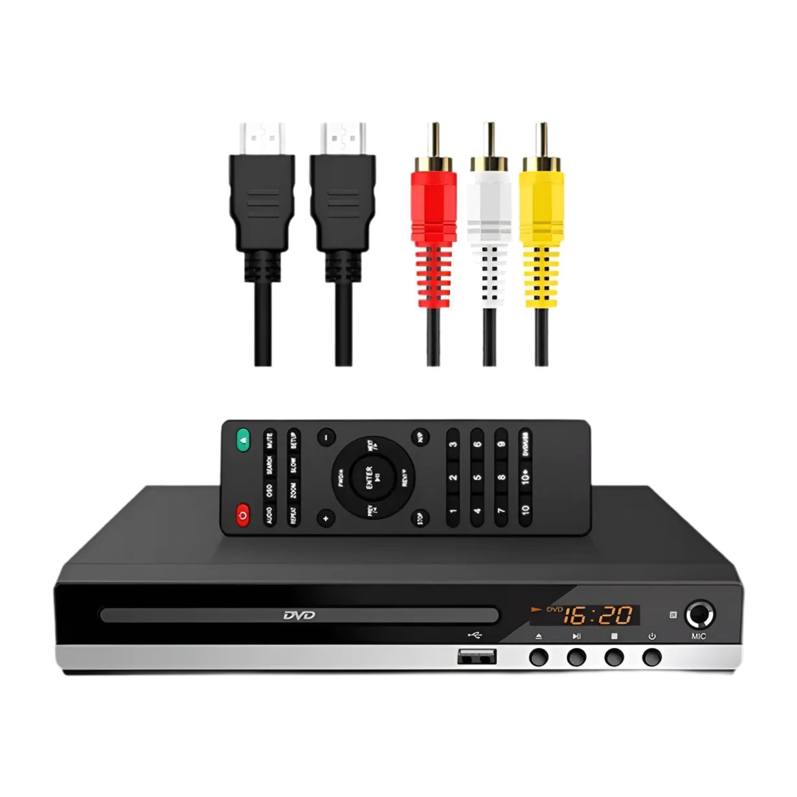 ZOOMELLA DVD Player Practical USB Input Compact with Connecting Cables for Home