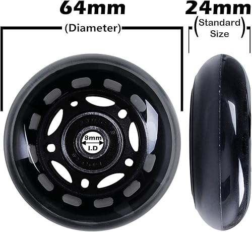 Miniatura 6 de AOWISH Ruedas de patines en línea de 2.520in, 85 A 4 unidades para principiantes y niños, rueda de repuesto con rodamientos ABEC-9 para patines en