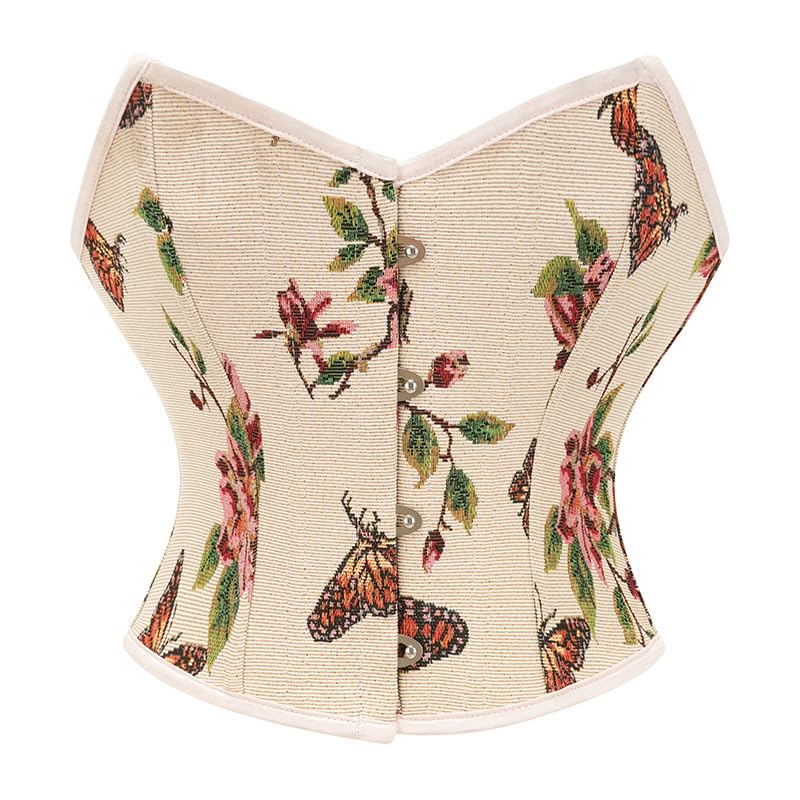 Women’s Printed Jacquard Corset | Short Bust Body Shaper with Adjustable Straps-image-30