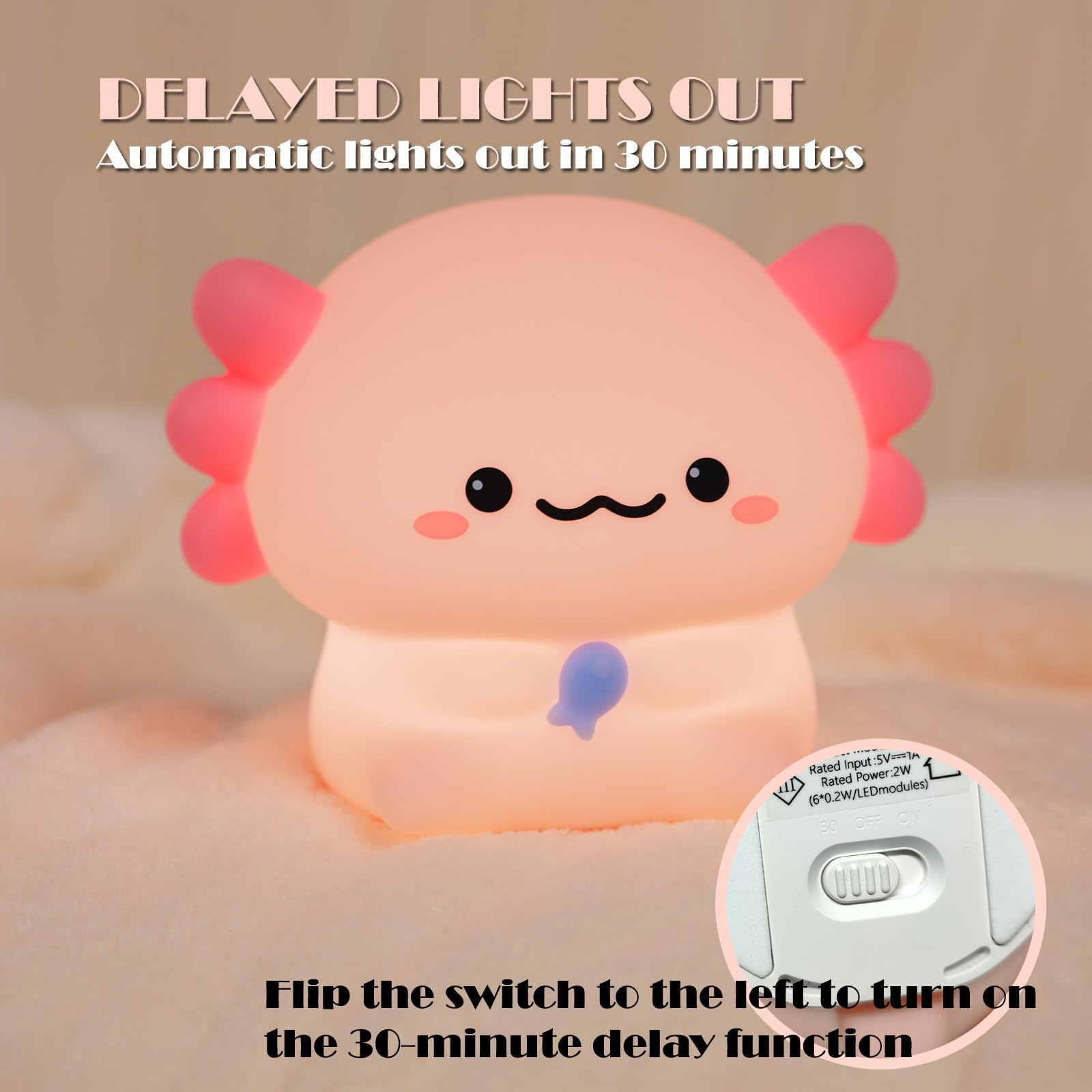 MARZIUS Cute Axolotl Cartoon Children's Room Night Lights - Image 4