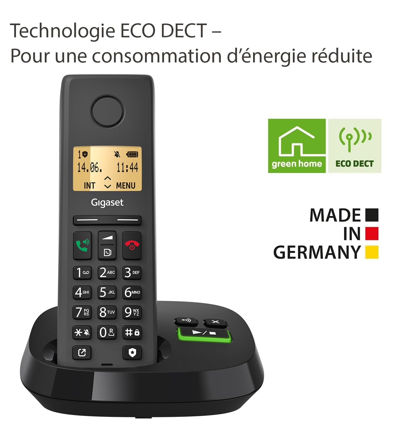 Gigaset Pure 220A Trio - 3 Téléphones DECT sans Fil avec répondeur - Blocage d’Appel et Fonction Mains Libres - Répertoire 80 Contacts, Noir Anthracite [Compatibilité avec DE, IT, FR, NL, Che, AUT]