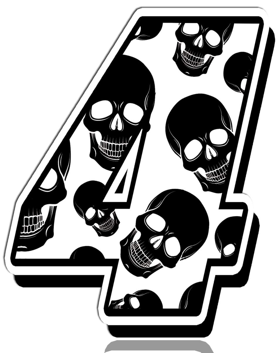 Biomar Labs 1 x Vinyl Skull Sticker Decal Auto Moto Motocross Motosport Start Racing Number 4 Rally Race Car Bike Motorcycle Tuning N 334 Z*