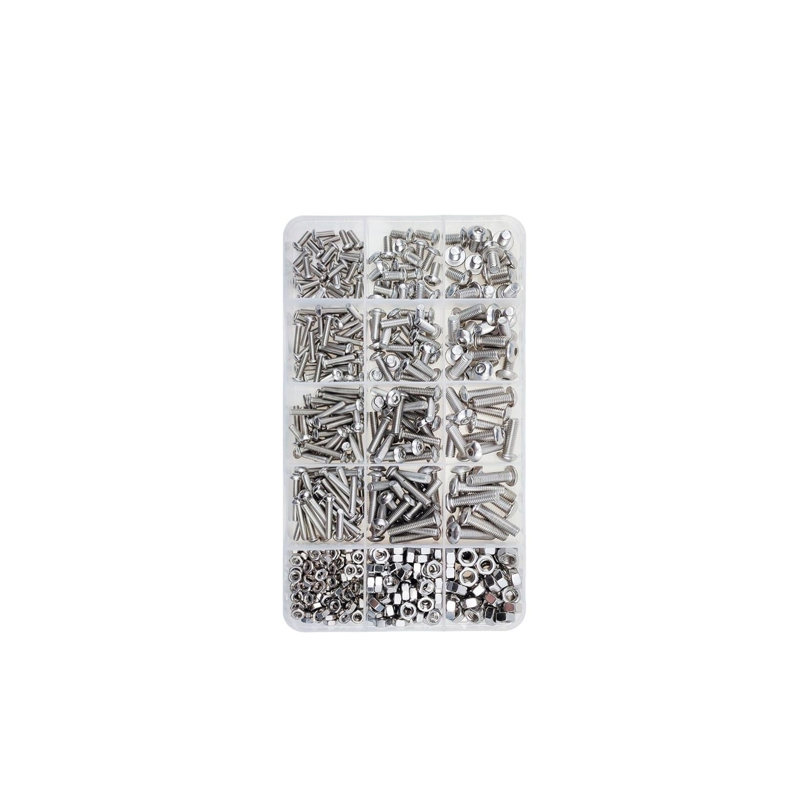M3 M4 M5 Stainless Steel Hex Button Socket Head Cap Screws and Nuts Kit, Metric Thread Fasteners Assortment for Assembly and Repair(500pcs)