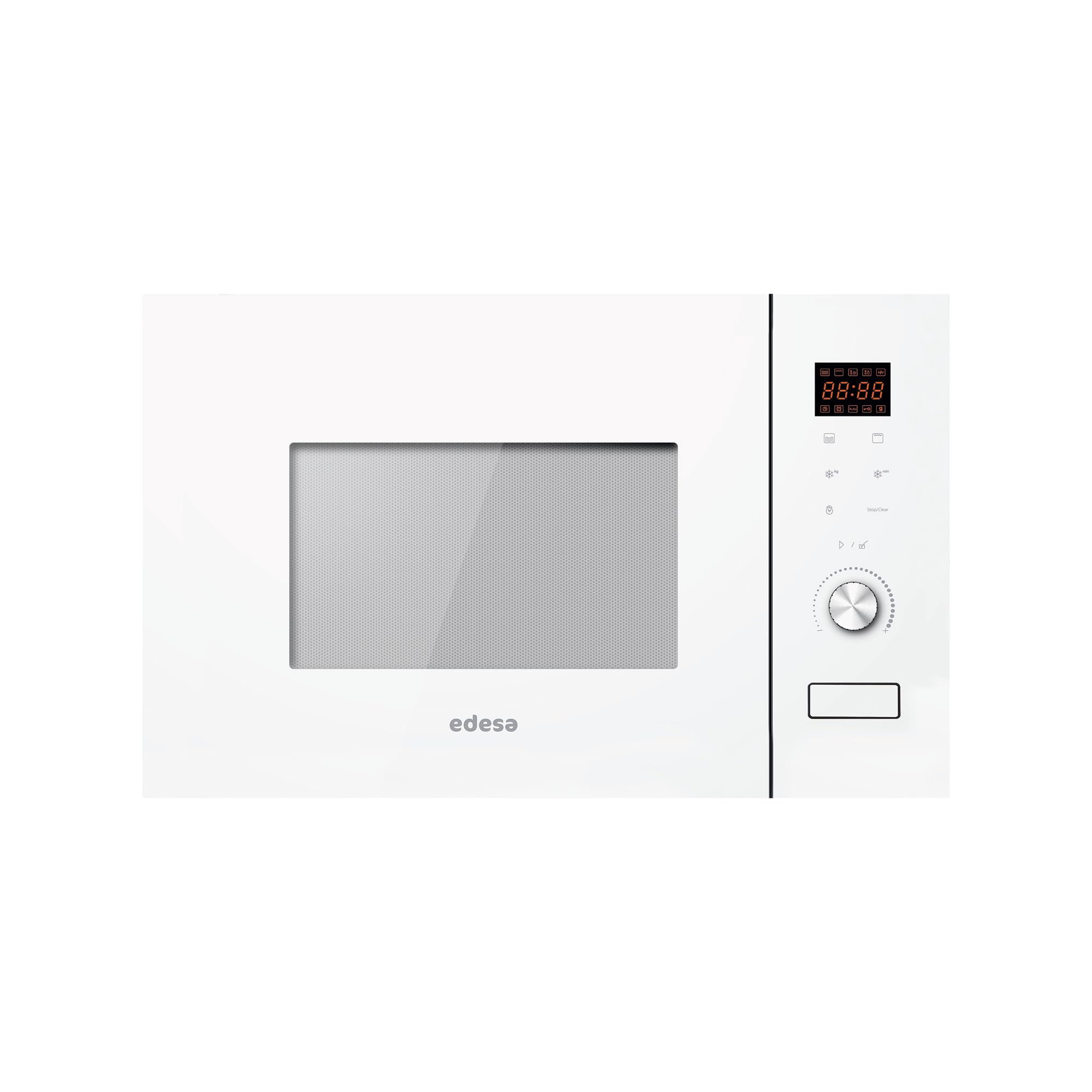 EDESA Microondas EMW-2020-IG WH de encastre de 20 litros, 800W y con grill 1000W Recinto interior de acero inoxidable Funciones de Descongelación y calentamiento Ancho 59.5 Color Blanco