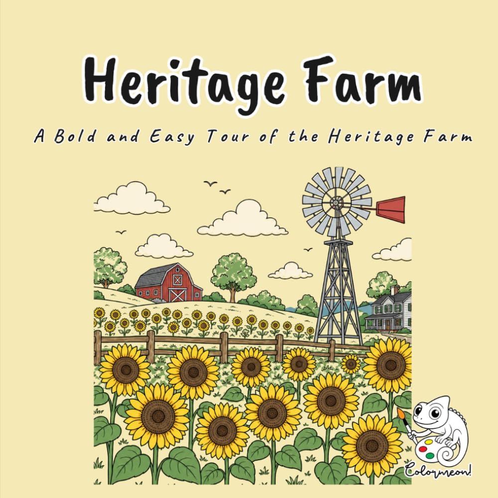 Heritage Farm: A Coloring Tour of 40 Iconic Farm Scenes for Adults and Teens, From Red Barns and Vintage Tractors to Sunflower Fields and Country Porches in Cozy COLORMEON Landscapes
