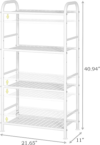 Miniatura 3 de JSB Estantería ajustable de 3 niveles, organizador de almacenamiento resistente, estante esquinero de metal para cocina, sala de estar, lavandería,