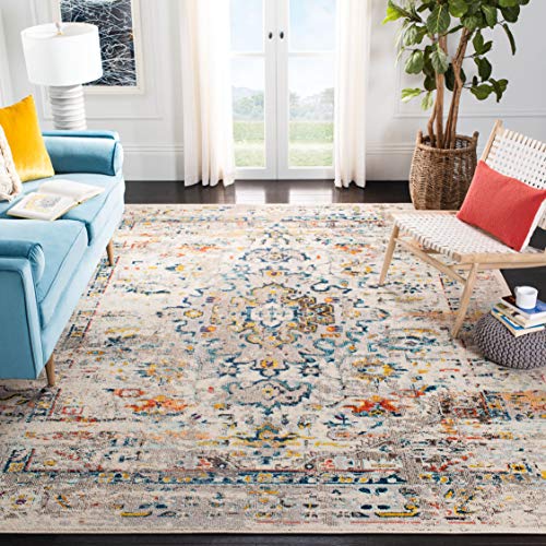 SAFAVIEH Traditional Rug for Living Room Dining Room, Bedroom - Madison Collection, Short Pile, in Cream and Blue, 91 X 152 cm
