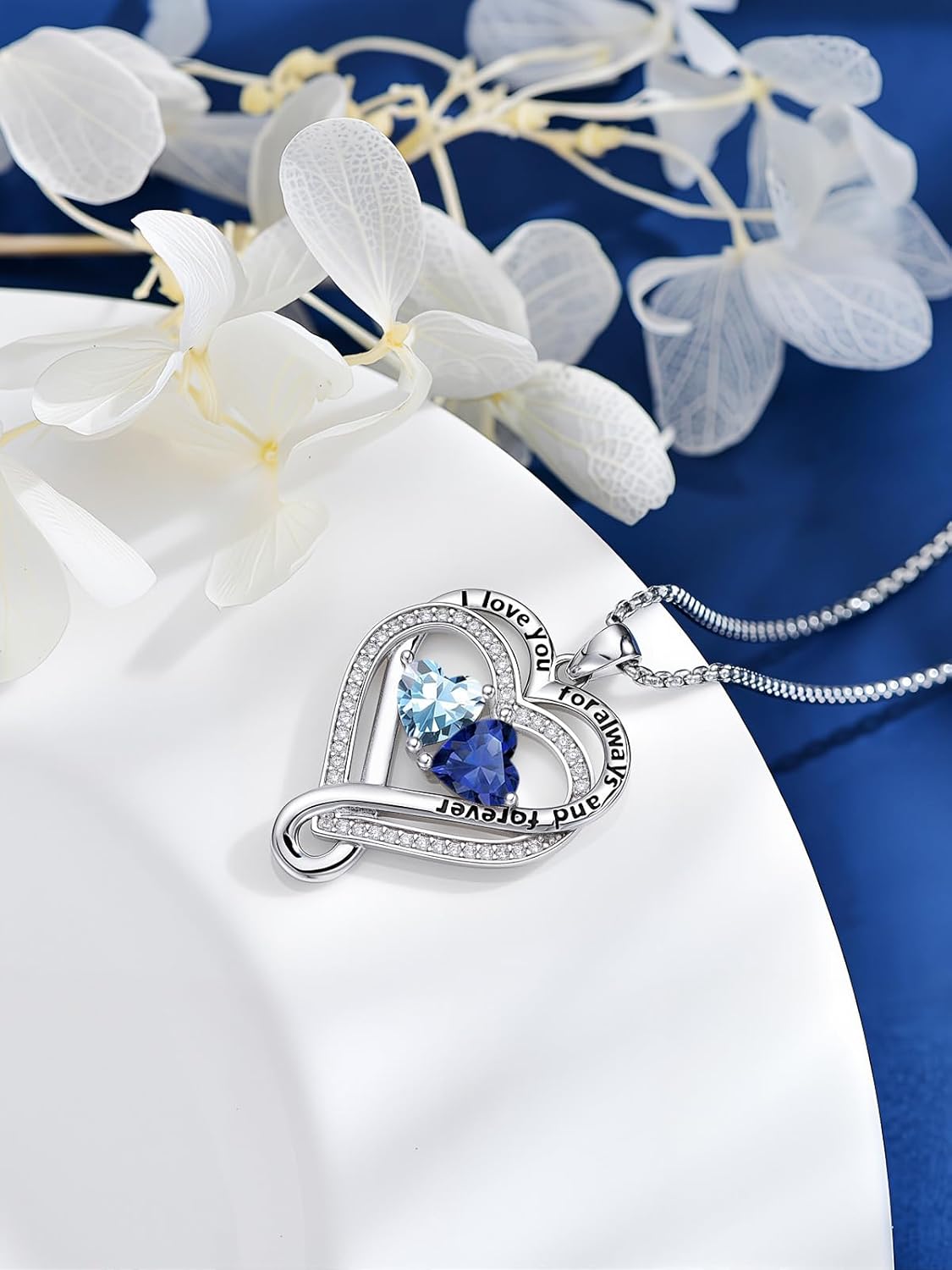 Valentine's Day Gifts for Women Infinity Heart Two Birthstone I Love You Pendent Jewerly Anniversary Women Pendent Necklaces for Her Wife Birthday Gift Ideas Birthday Present for Girlfriend Mom Daughter Yourself - Image 6