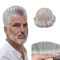 Vista 120 de Toupee para hombres, pieza de cabello completo suizo de encaje para hombre, sistema de reemplazo de cabello humano real para hombres, nudos