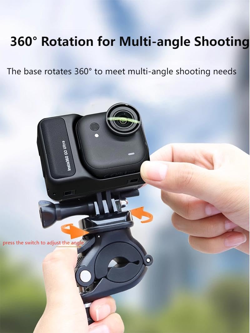 Support vélo dédié pour appareil photo Insta 360 GO 3S/3, avec cadre adaptateur, aucun accessoire supplémentaire nécessaire, rotatif à 360° et antidérapant (pour GO3S/3)