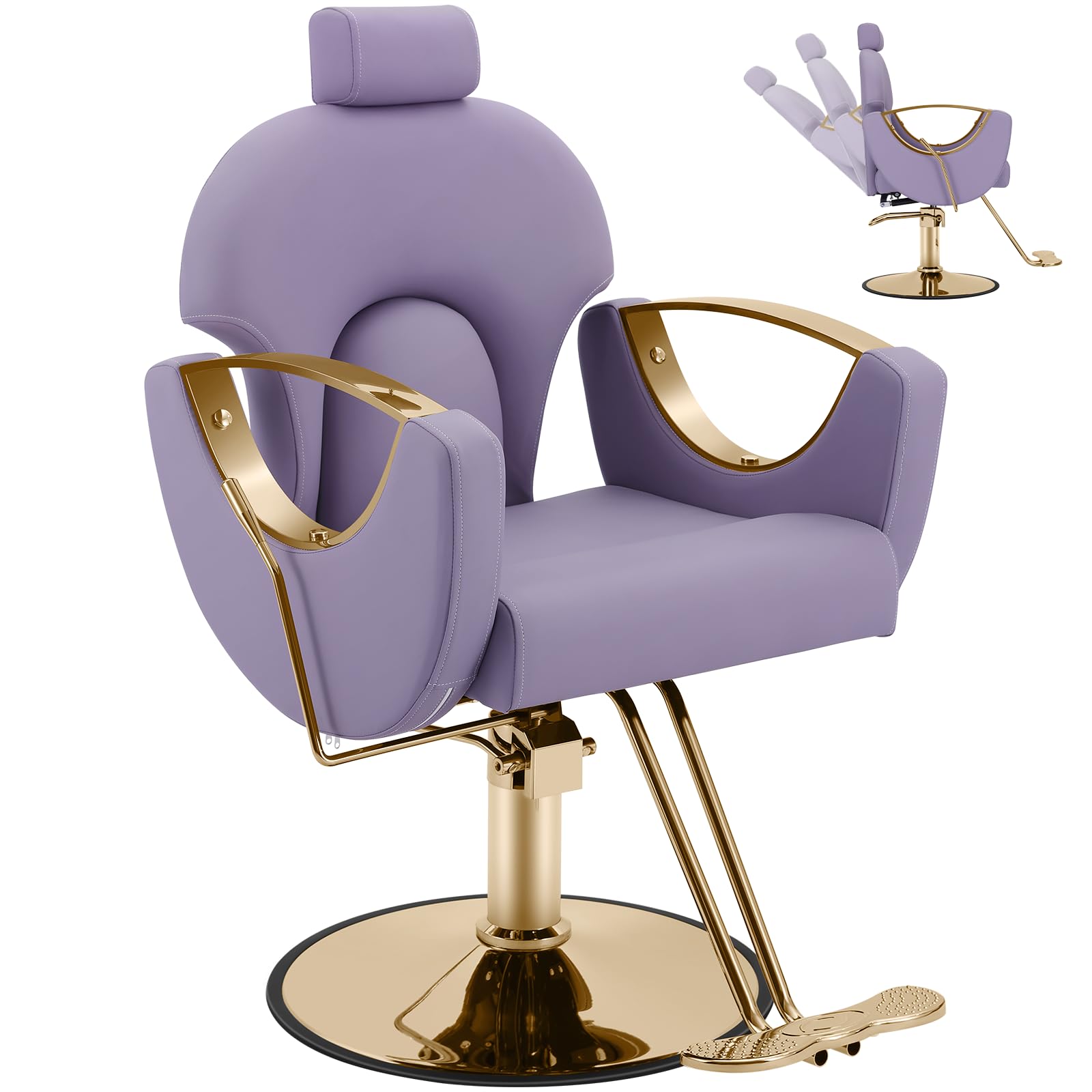 Tythical Salon Chair for Hair Stylist, Reclining Barber Chair with Heavy Duty Hydraulic Pump, 360 Degrees Swivel Styling Braiding Hairdresser Chair