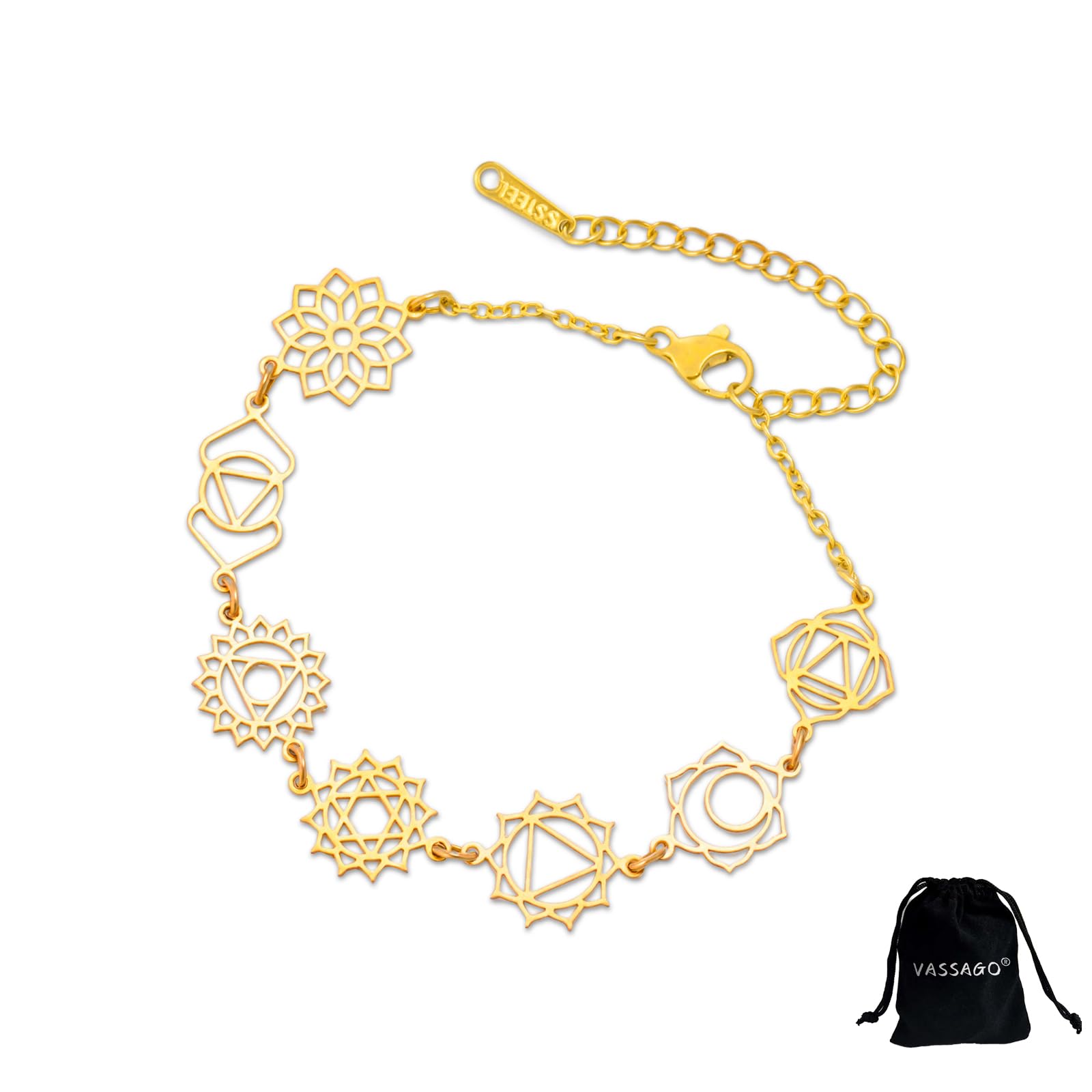 VASSAGO Kleeblatt-Armband für Damen, Edelstahl, vierblättrig