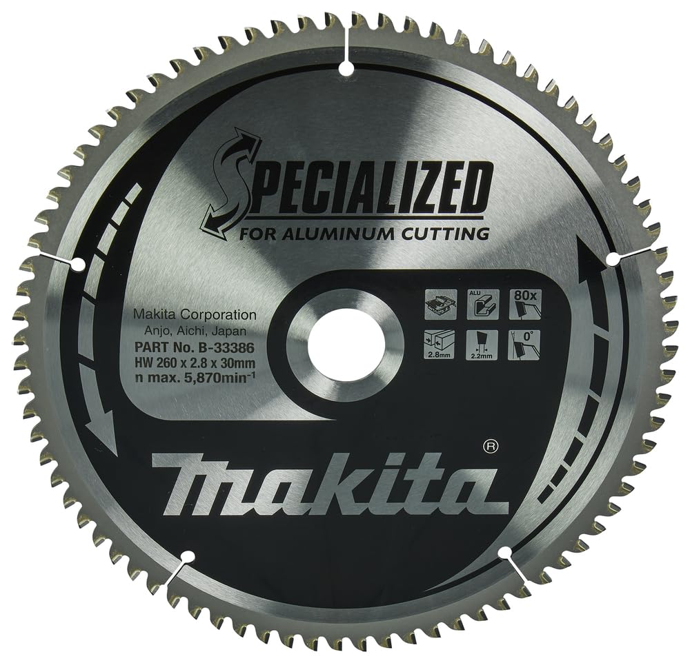 Makita B-33386 Hoja de Sierra Circular Specialized 260x30mm 80T Aluminio