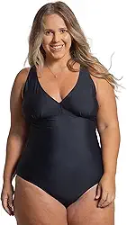 Maiô Plus Size Body De Senhora Modelador Com Cava Baixa Orla Da Praia