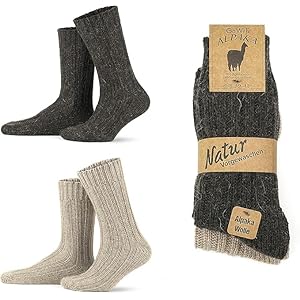 MEBY 2 paar alpaca sokken. Warme thermische sokken. Dikke pluizige wintersokken. Voorgewassen wandelsokken van alpacawol