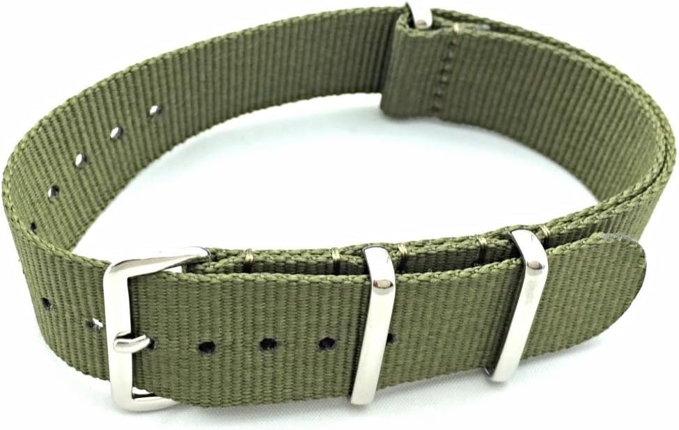 NewLife 20mm Green Nylon Fabric Watchband | Vintage, Heavy Duty, Military Style Replacement Watchstrap that brings to Any Watch for Men and Women - Green