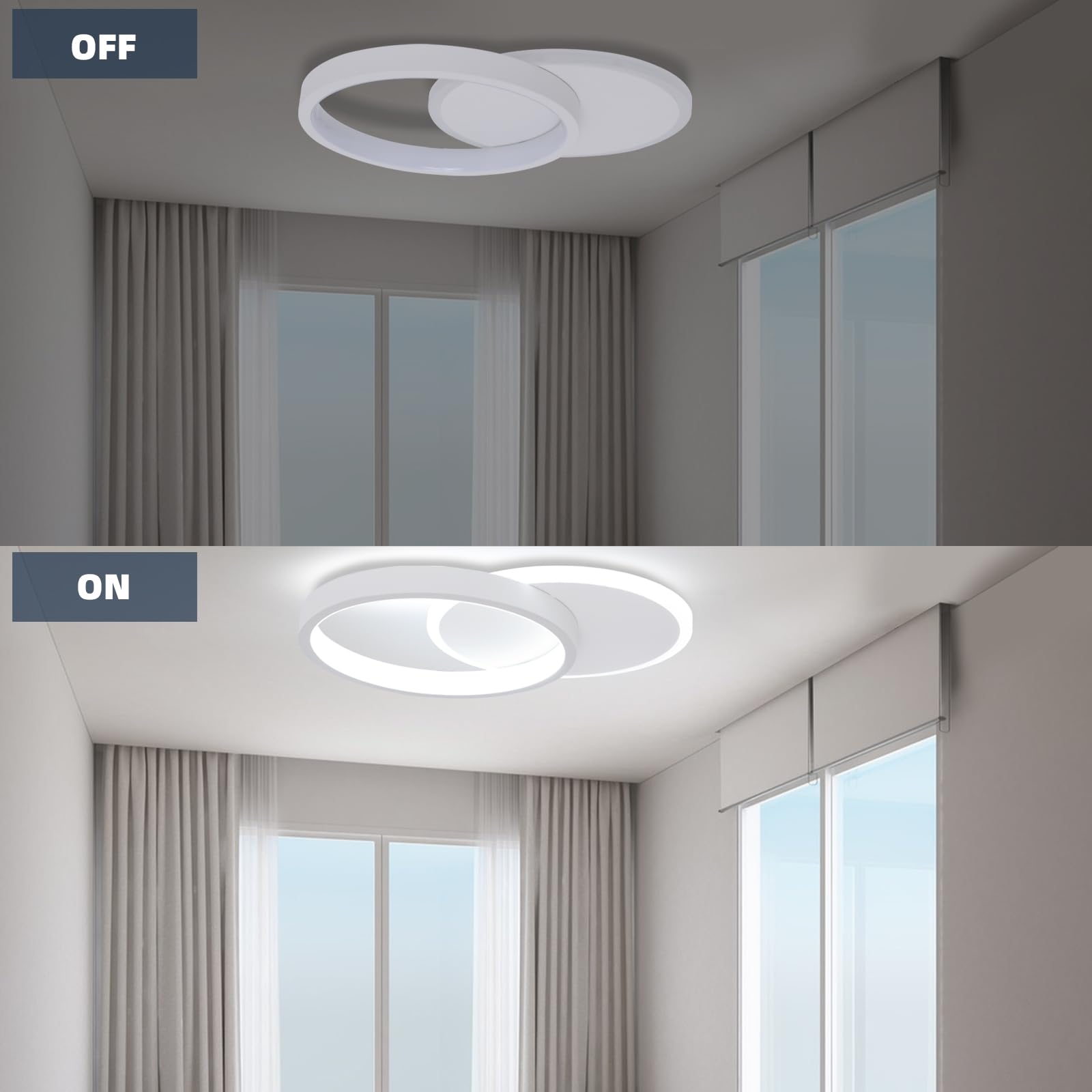 Plafon LED Techo 24W Moderna Lámpara de Techo LED, Redondo Luz de Techo del para Corredor Baño Cocina Sala de Estar Dormitorio Pasillo, 2400LM Blanco Frío 6000K