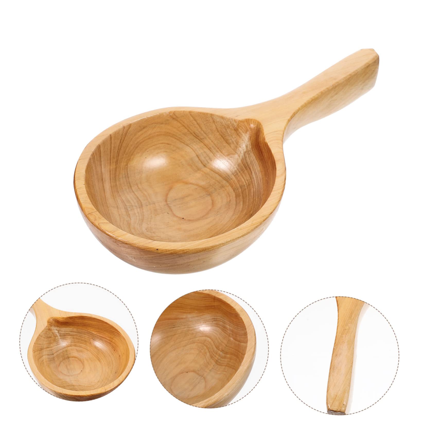 Cucharón de Baño de Madera Color Caqui Diseño Ergonómico