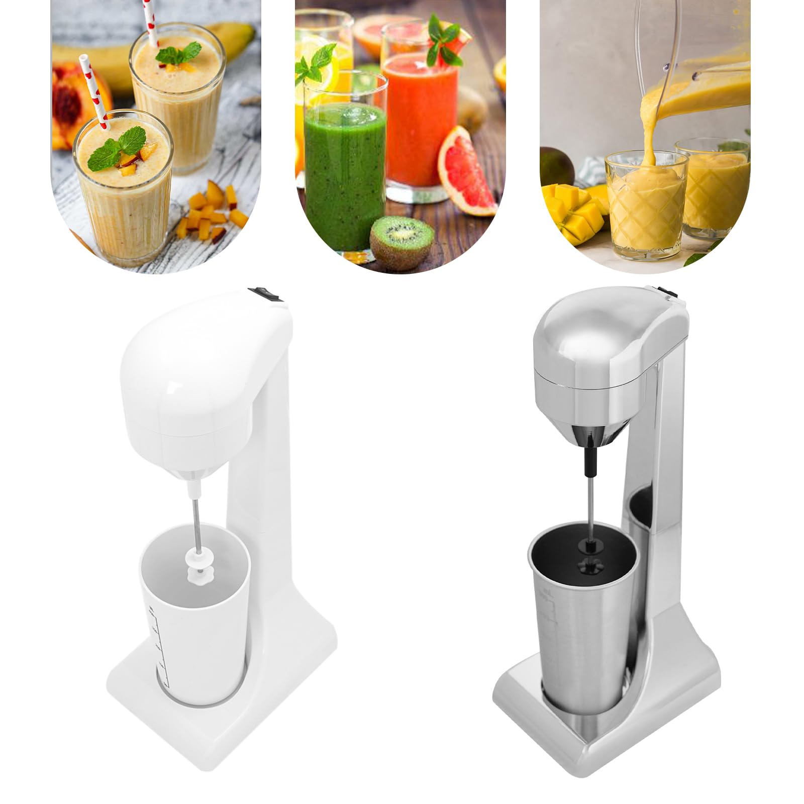 Milchshake Mixer, Getränkemixer, 22000rpm, 2 Geschwindigkeitsstufen Elektrischer Standmixer Becher 500ml für Protein-Shakes und Mixing Cocktai 100-Watt-Motor aus Reinem Kupfer (Weiß)