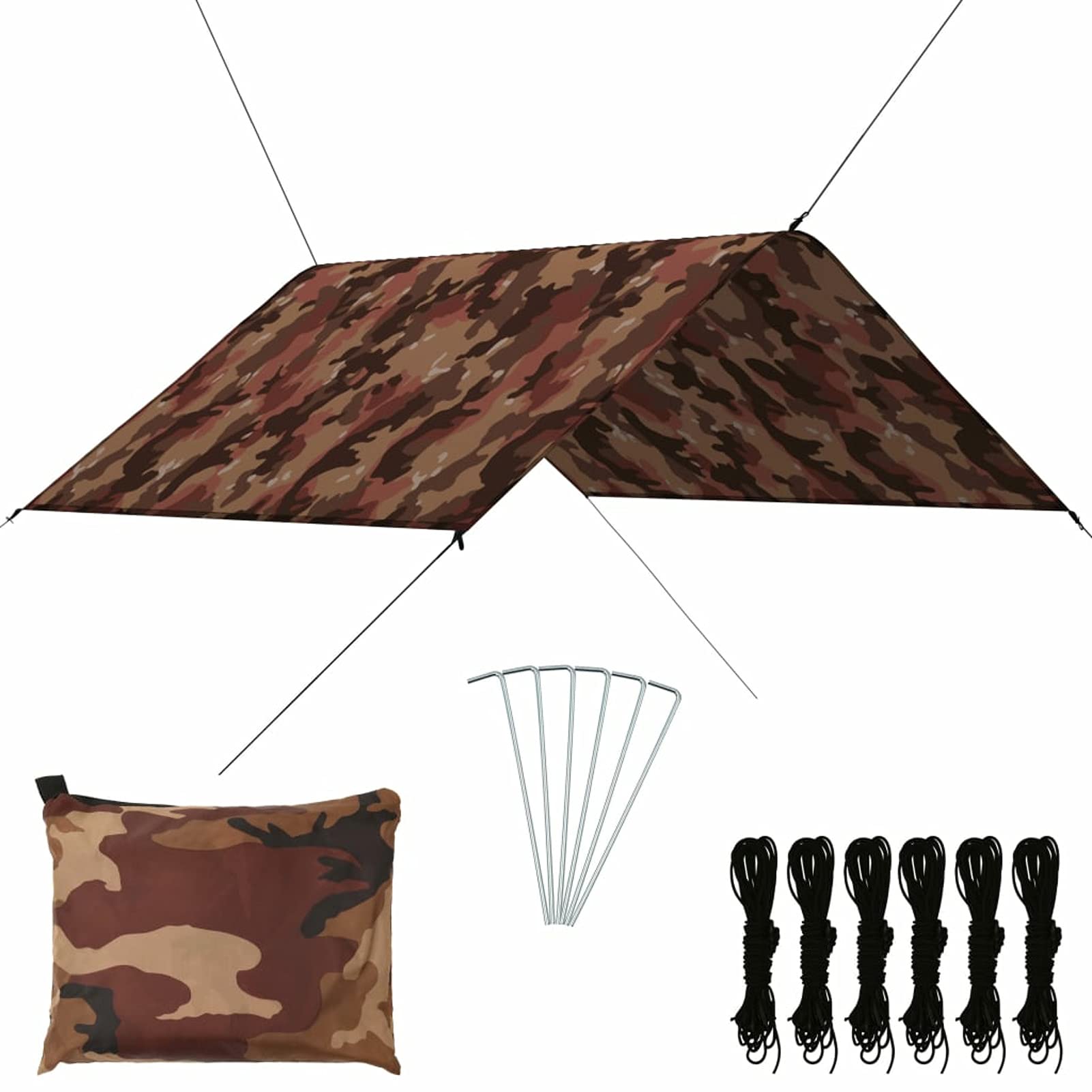 Tidyard Impermeables Lonas de Tiendas de Campaña Toldo de Camping Toldo de Jardín Toldo de Sombra para Playa/Parque,Lona de Picnic Protección UV Camuflaje 3x2,85 m