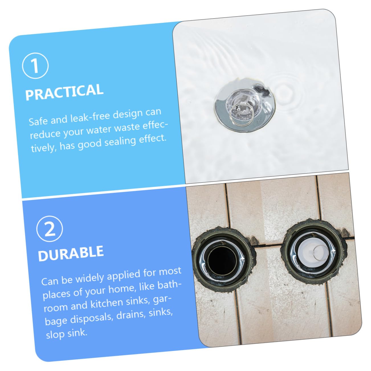 LALAFINA Rubber Sink Stopper Kit Pieces Tub Stopper Drain Plug Sealing Bathroom